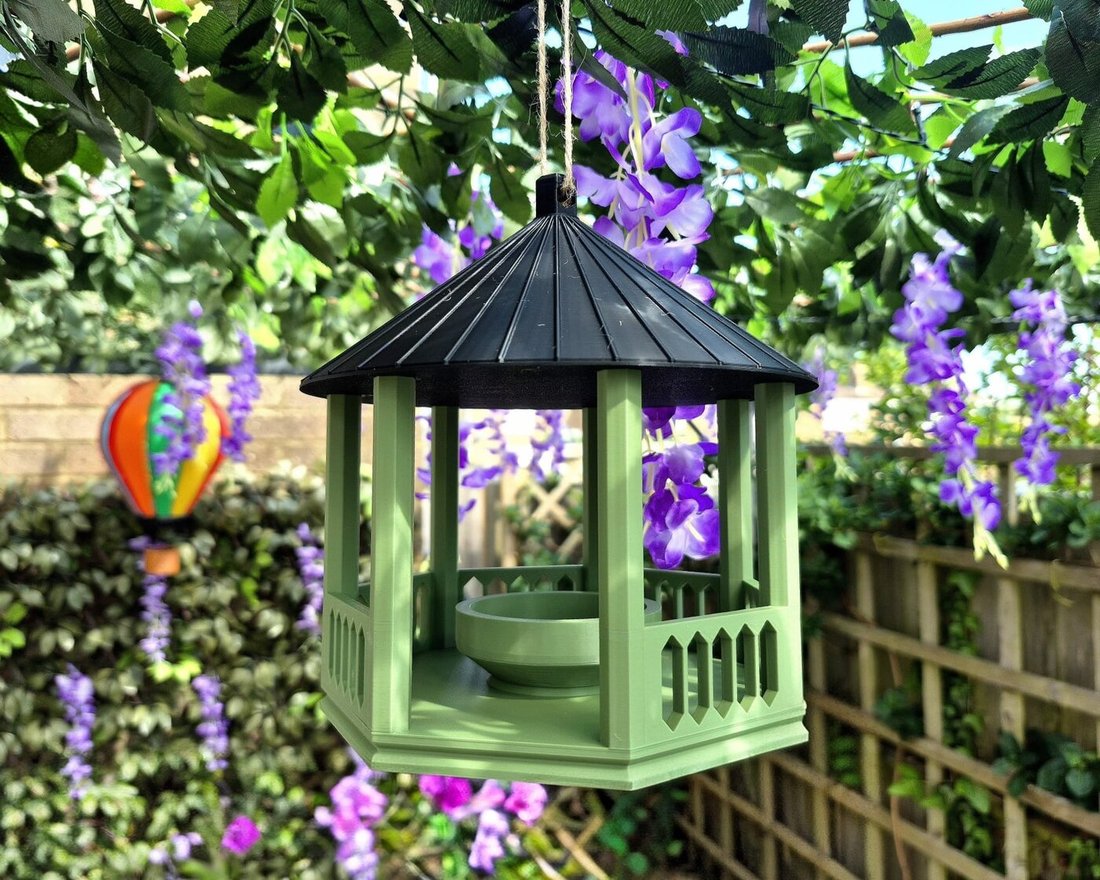 Gazebo Bird Feeder hanging from a tree