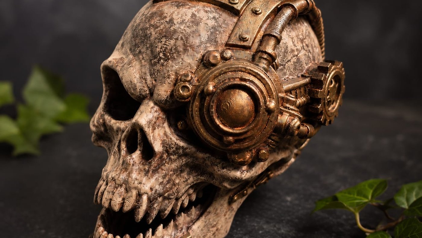 From the Workshop: A Hand Painted Steampunk Skull