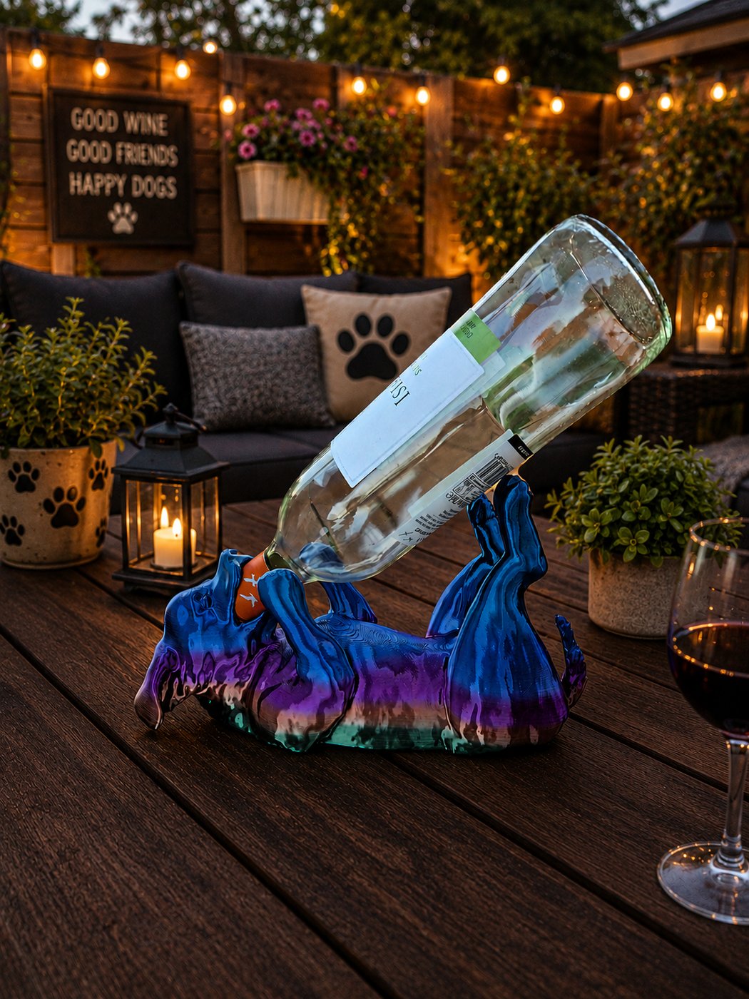 Dog Bottle Holder — handmade 3D printed wine bottle holders, UK